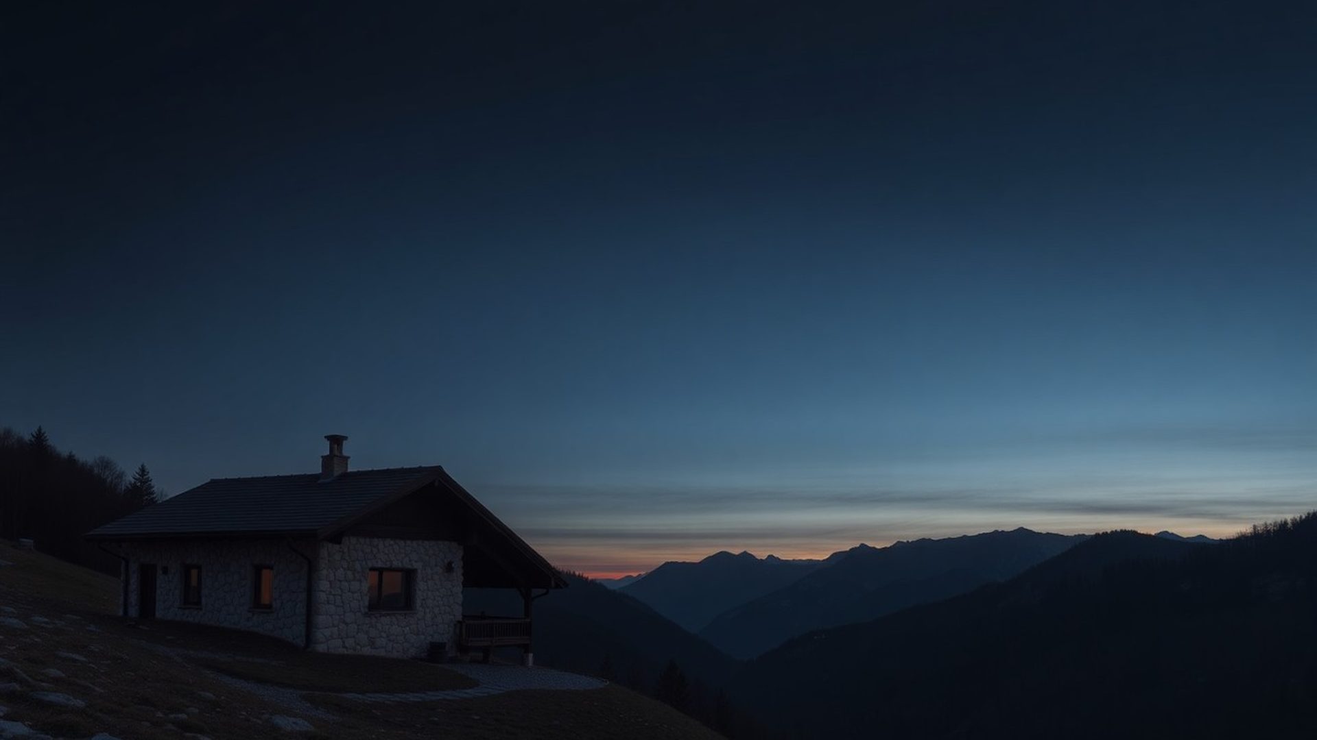 Slovenska alpsko-jadranska pokrajina v somraku z zlato svetlobo na vrhovih